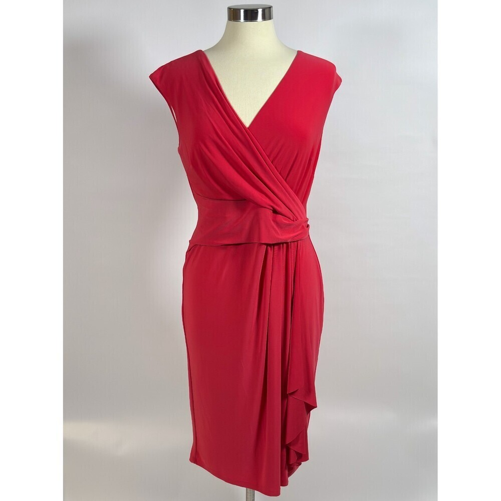 Chaps Fuchsia Pink Faux Wrap Dress - Size Large